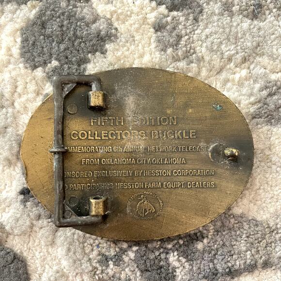 Hesston Rodeo Antique Belt Buckle Solid Metal Western Collector - Picture 2 of 6